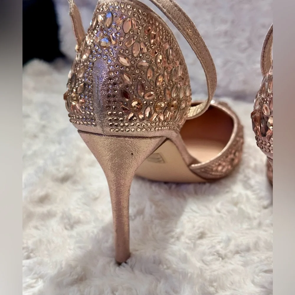 Lauren Lorraine Sparkling Rose Sling Back Pointy Toe Heels - Picture 8 of 13